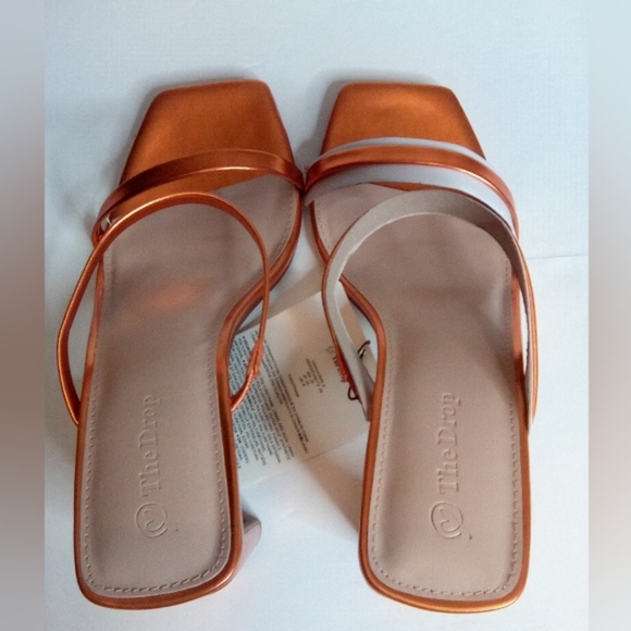 Avery Women's Two Strap High Heel Sandals, Sz.8, MetallicOrange- The Drop - Picture 10 of 16